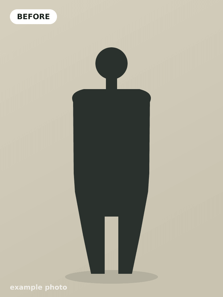 Before: example member silhouette at week 1 (placeholder image)